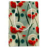 Retro Mohnblumen Mittlere Geschenktüte ミディアムペーパーバッグ (正面)
