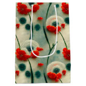 Retro Mohnblumen Mittlere Geschenktüte ミディアムペーパーバッグ (裏面)