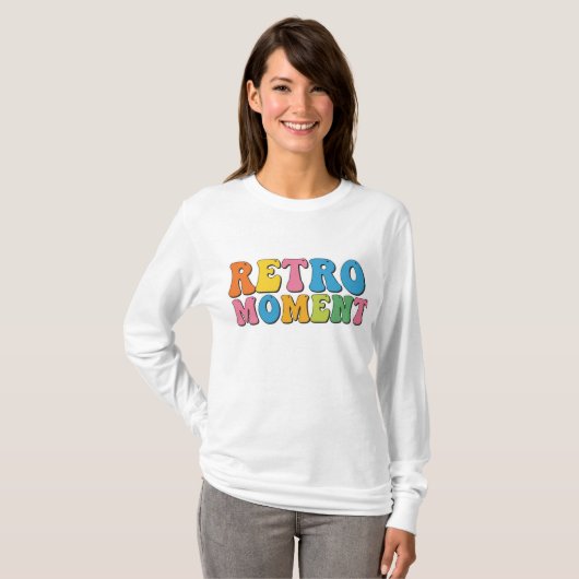 Retro Moment - Groovy Vibe Women's Long Sleeve Tee Tシャツ (正面フル)