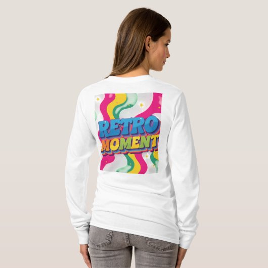 Retro Moment - Groovy Vibe Women's Long Sleeve Tee Tシャツ (裏面フル)