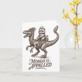 Retro Mongo Is Appalled Princess Cat Riding Dinosa カード (黄色い花)
