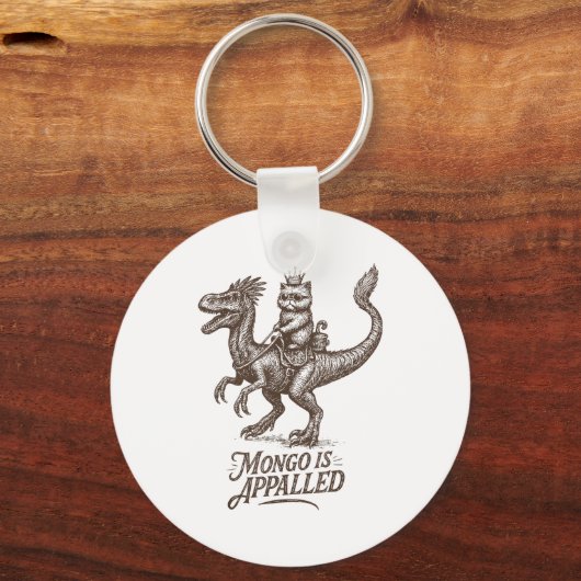 Retro Mongo Is Appalled Princess Cat Riding Dinosa キーホルダー (正面)
