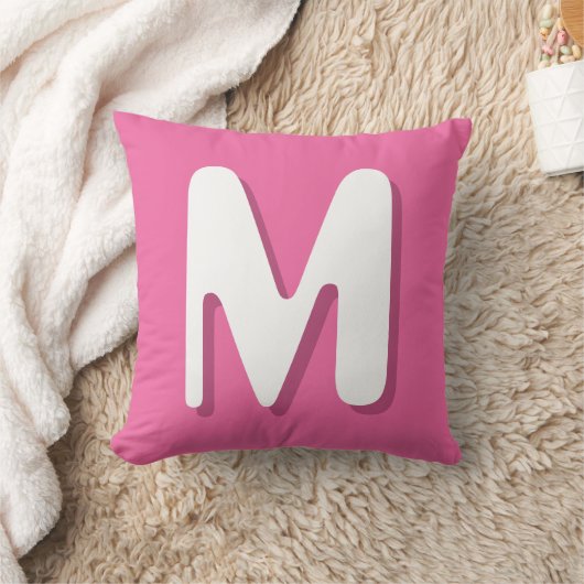 Retro Monogram Pink White クッション (ブランケット)