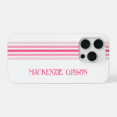 Retro Monogrammed Minimalist Pink Stripes iPhoneケース (裏面横)