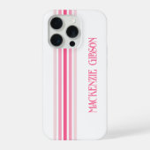 Retro Monogrammed Minimalist Pink Stripes iPhoneケース (裏面)