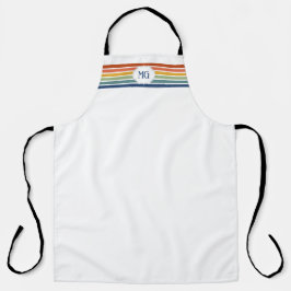 Retro Monogrammed Minimalist Stripes エプロン