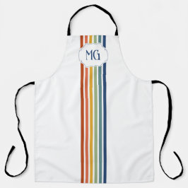 Retro Monogrammed Minimalist Stripes エプロン