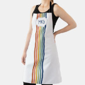 Retro Monogrammed Minimalist Stripes エプロン (インサイチュ)