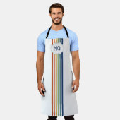 Retro Monogrammed Minimalist Stripes エプロン (着用した状態)