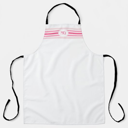 Retro Monogrammed Minimalist Stripes エプロン (正面)
