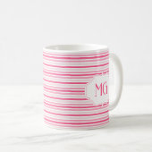 Retro Monogrammed Minimalist Stripes コーヒーマグカップ (正面右)