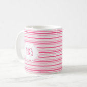 Retro Monogrammed Minimalist Stripes コーヒーマグカップ (正面左)