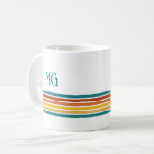 Retro Monogrammed Minimalist Stripes コーヒーマグカップ (正面左)