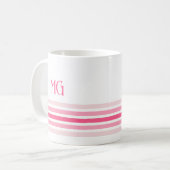 Retro Monogrammed Minimalist Stripes コーヒーマグカップ (正面左)