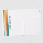 Retro Monogrammed Minimalist Stripes ゴルフタオル (横)