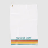 Retro Monogrammed Minimalist Stripes ゴルフタオル (正面)