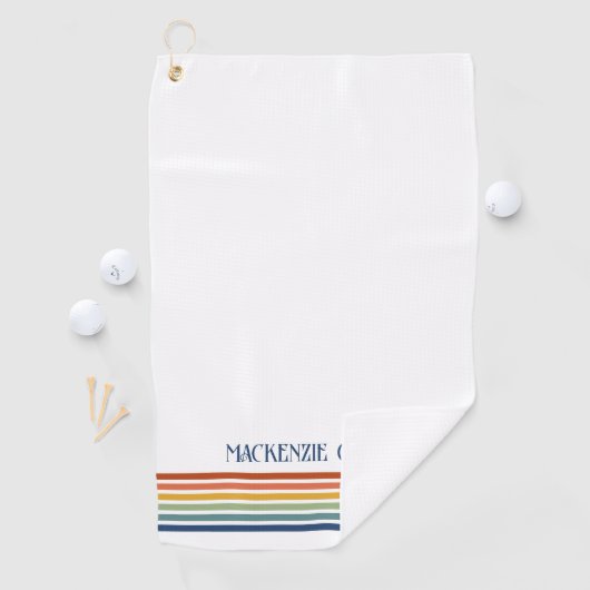 Retro Monogrammed Minimalist Stripes ゴルフタオル (インサイチュ)