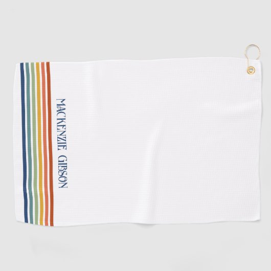 Retro Monogrammed Minimalist Stripes ゴルフタオル (横)