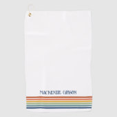 Retro Monogrammed Minimalist Stripes ゴルフタオル (正面)