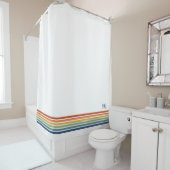 Retro Monogrammed Minimalist Stripes シャワーカーテン (インサイチュ)