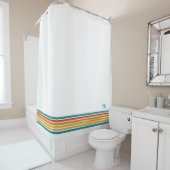 Retro Monogrammed Minimalist Stripes シャワーカーテン (インサイチュ)