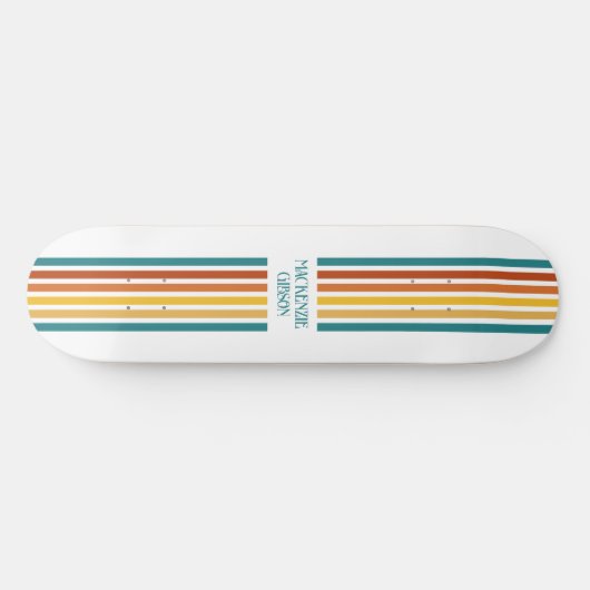 Retro Monogrammed Minimalist Stripes スケートボード (横)