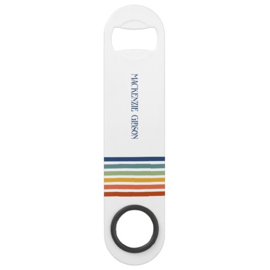 Retro Monogrammed Minimalist Stripes スピード栓抜き (裏面)