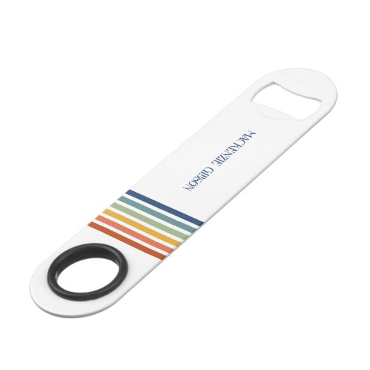 Retro Monogrammed Minimalist Stripes スピード栓抜き (裏面アングル)