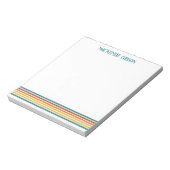 Retro Monogrammed Minimalist Stripes ノートパッド (回転)