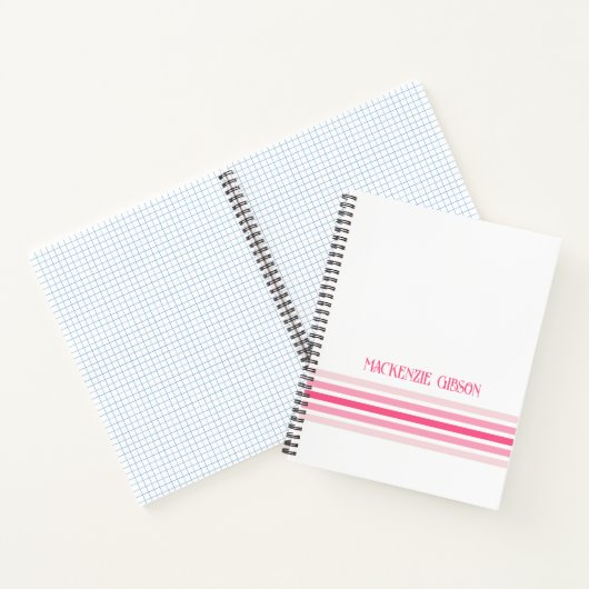 Retro Monogrammed Minimalist Stripes ノートブック (内部)