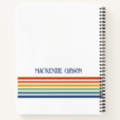 Retro Monogrammed Minimalist Stripes ノートブック (裏面)