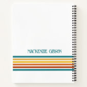 Retro Monogrammed Minimalist Stripes ノートブック (裏面)