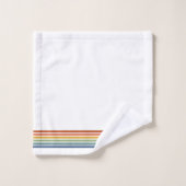 Retro Monogrammed Minimalist Stripes バスタオルセット (ウォッシュタオル)