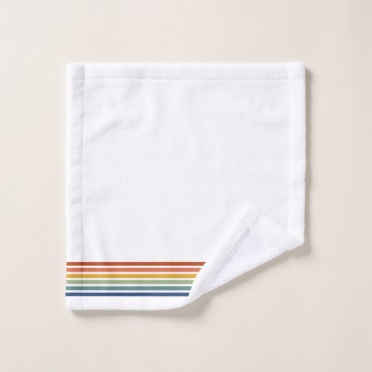 Retro Monogrammed Minimalist Stripes バスタオルセット (ウォッシュタオル)