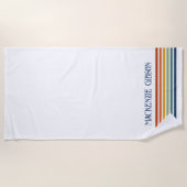 Retro Monogrammed Minimalist Stripes ビーチタオル (正面)