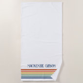 Retro Monogrammed Minimalist Stripes ビーチタオル (正面)