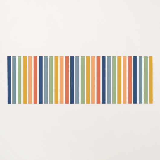 Retro Monogrammed Minimalist Stripes ヨガマット (裏面(横))