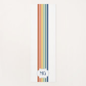 Retro Monogrammed Minimalist Stripes ヨガマット (正面)