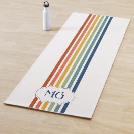 Retro Monogrammed Minimalist Stripes ヨガマット