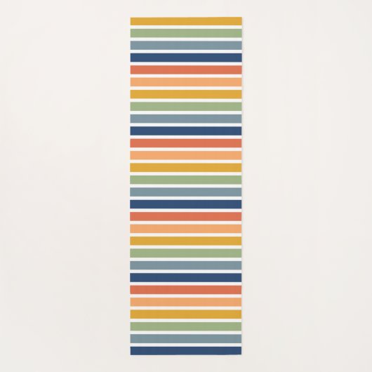 Retro Monogrammed Minimalist Stripes ヨガマット (裏面)