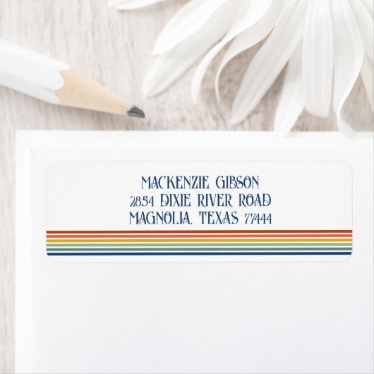 Retro Monogrammed Minimalist Stripes ラベル (インサイチュ)