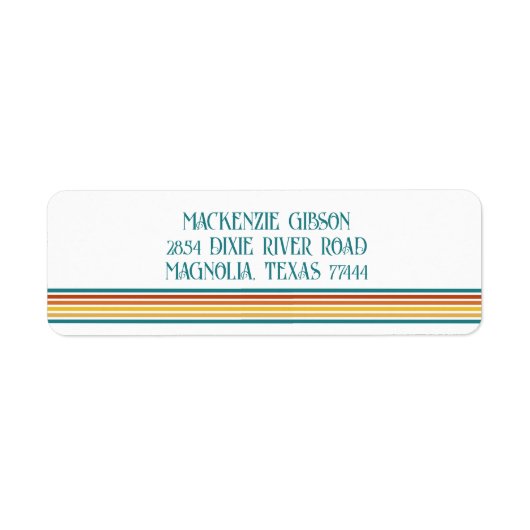 Retro Monogrammed Minimalist Stripes ラベル (正面)