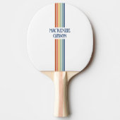 Retro Monogrammed Minimalist Stripes 卓球ラケット (正面)