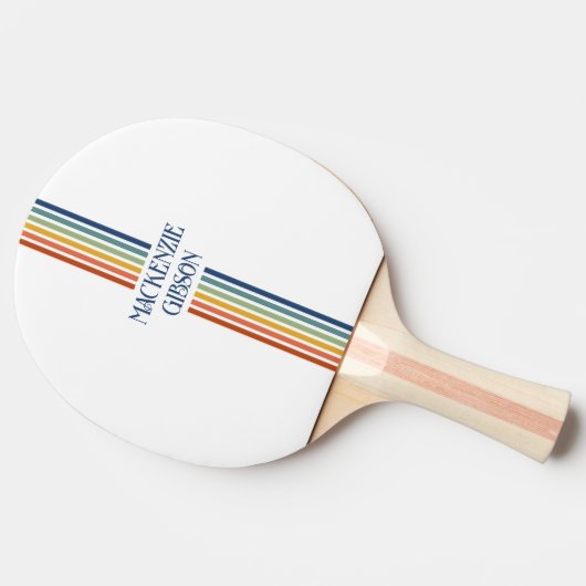 Retro Monogrammed Minimalist Stripes 卓球ラケット (横)