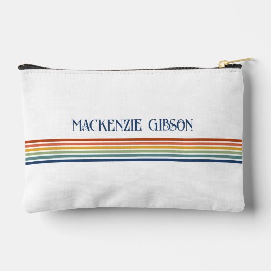 Retro Monogrammed Minimalist Stripes Accessory Bag アクセサリーポーチ (裏面)