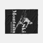 Retro Montana Bridger Bowl Skiing Tee  フリースブランケット (正面(横))