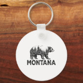 Retro Montana Grizzly Bear Nature Hiking Camping V キーホルダー (正面)