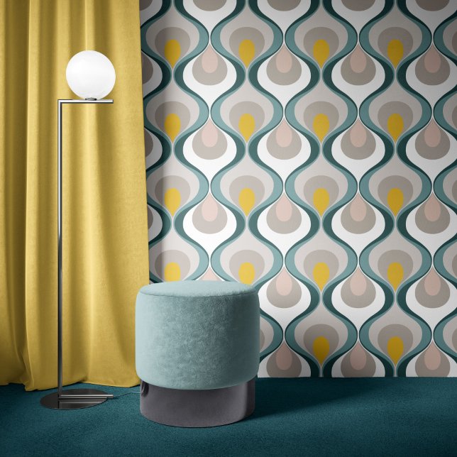 Retro Mood Aqua Teal Blush Pink Yellow Beige 壁紙 (クリエイターアップロード済み)