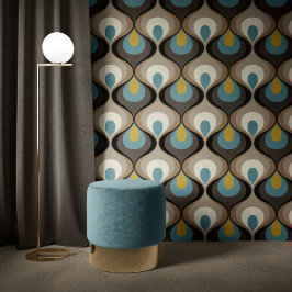 Retro Mood Blue Brown Mustard Beige Black 壁紙