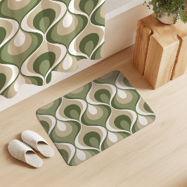Retro Mood Sage Olive Green Beige White バスマット